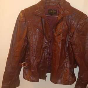 Vintage Zipper Leather Jacket Sz 7/8